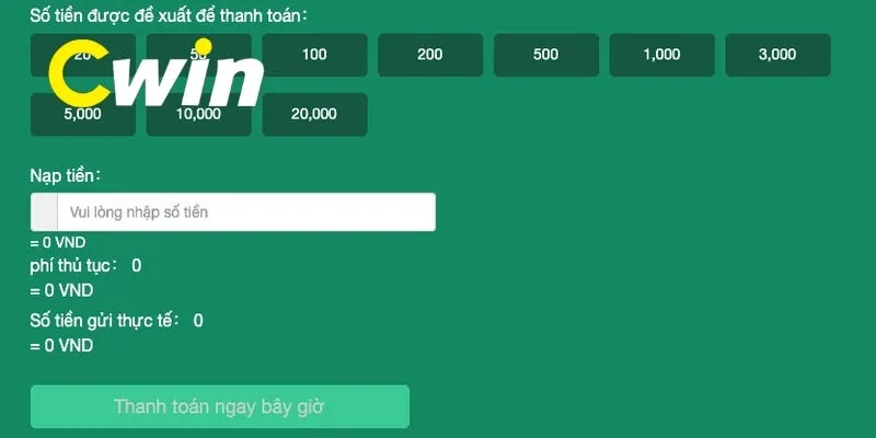 Nạp Tiền Cwin 3 Hướng dẫn khắc phục lỗi nạp tiền không thành công