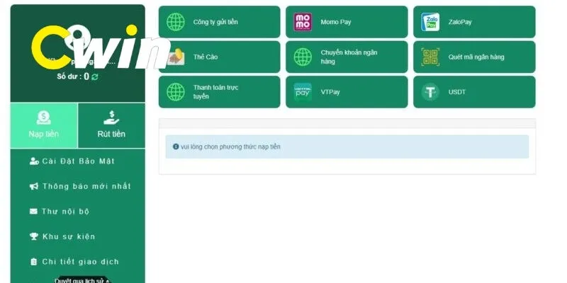 Rút Tiền Cwin 2 Các hình thức rút tiền phổ biến trên hệ thống
